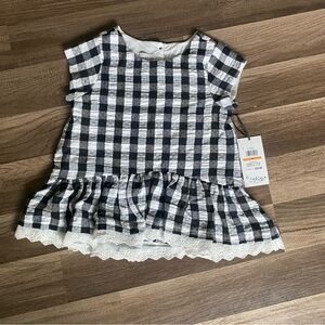 Pippa & Julie Black and White Checkered kids blouse size 6X